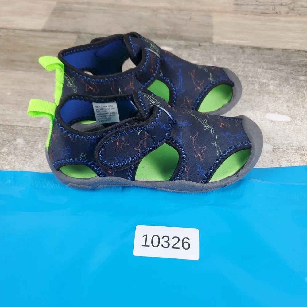 Mix No. 6 Lil Kids Shoes Sz 11 Aqua Shark Water Comfort Hook & Loop Round Toe